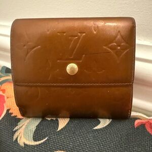 Louis Vuitton Vernis Elise Bronze Copper Monogram Patent Leather Wallet